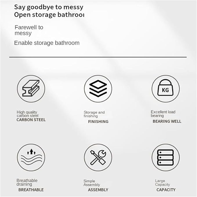 Estanteria de almacenamiento de metal sobre el inodoro – Color Negro