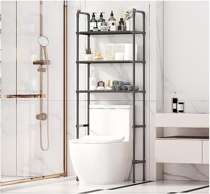 Estanteria de almacenamiento de metal sobre el inodoro – Color Negro