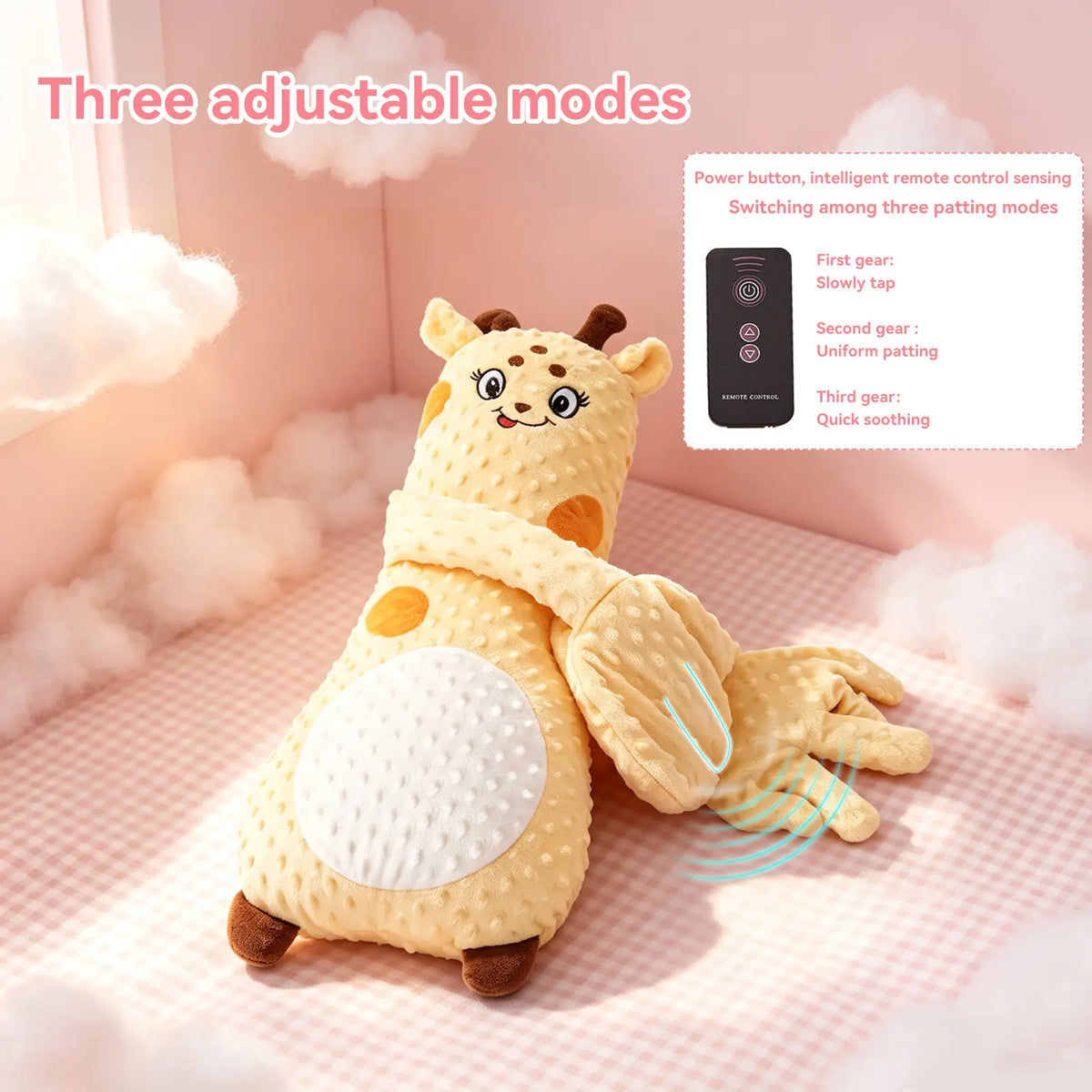 Poplid Soothing Giraffe Stuffed Animal - Unisex Large Cute Stuffed Animal with 3-Speed Adjustable Patting Modes, Ultra-Soft Skin-Friendly Fabric, Kids Toys for Home Décor & Cool Gifts for Kids