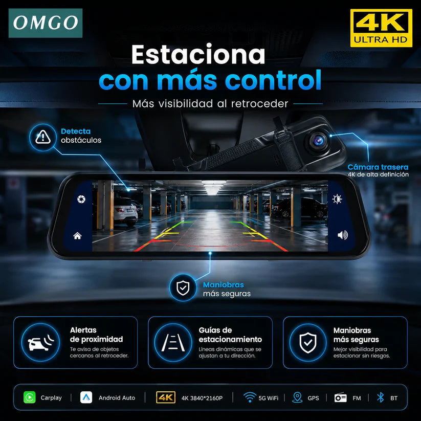DriveVision 360™ | Espejo Retrovisor Digital con Doble Cámara HD y Visión Completa 360°