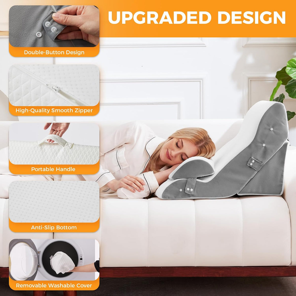 Wedge Pillow Set for after Surgery, Bed Wedge Pillow, White