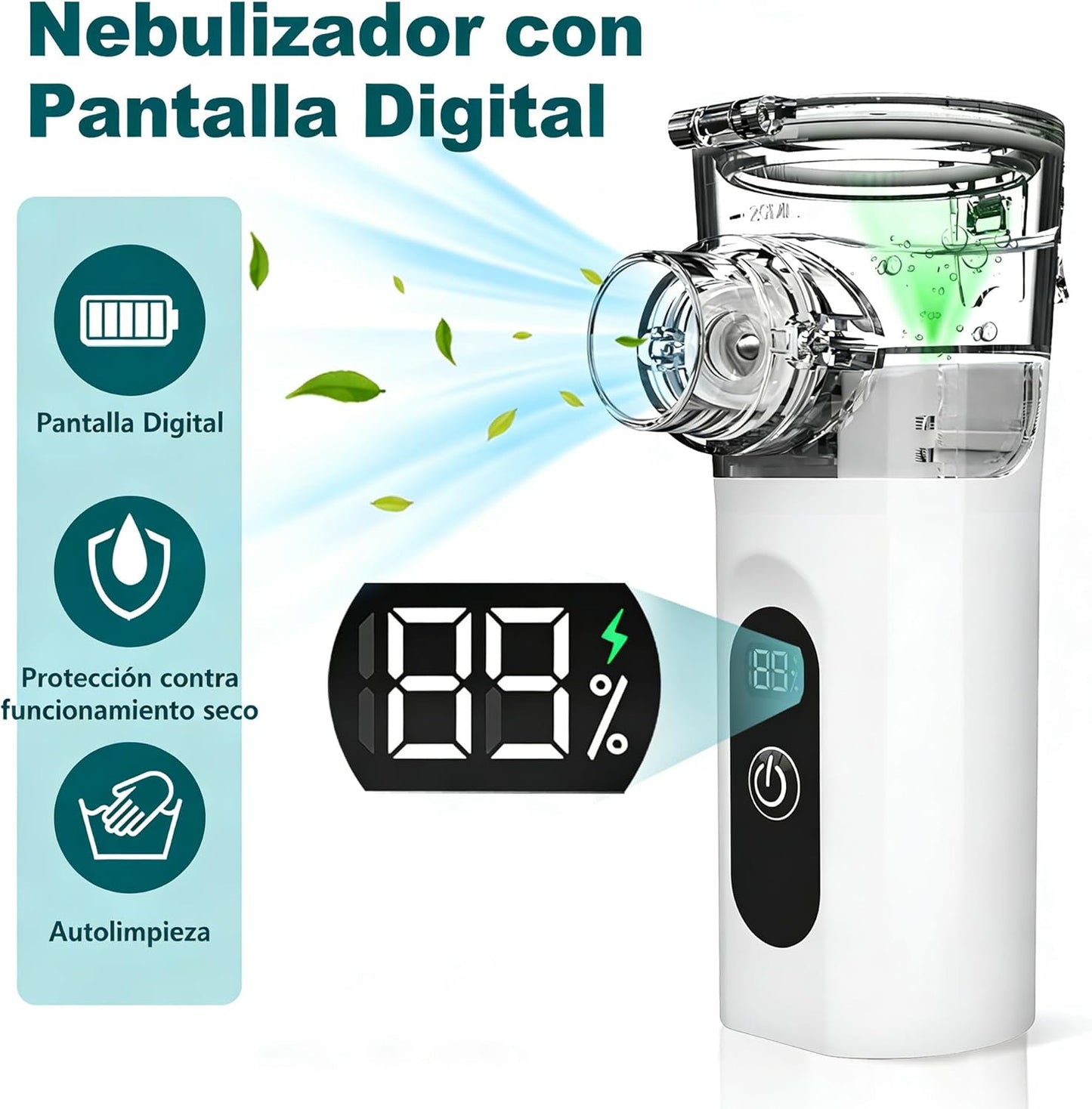 Nebulizador Portátil Silencioso para Adultos y Niños con Pantalla Digital