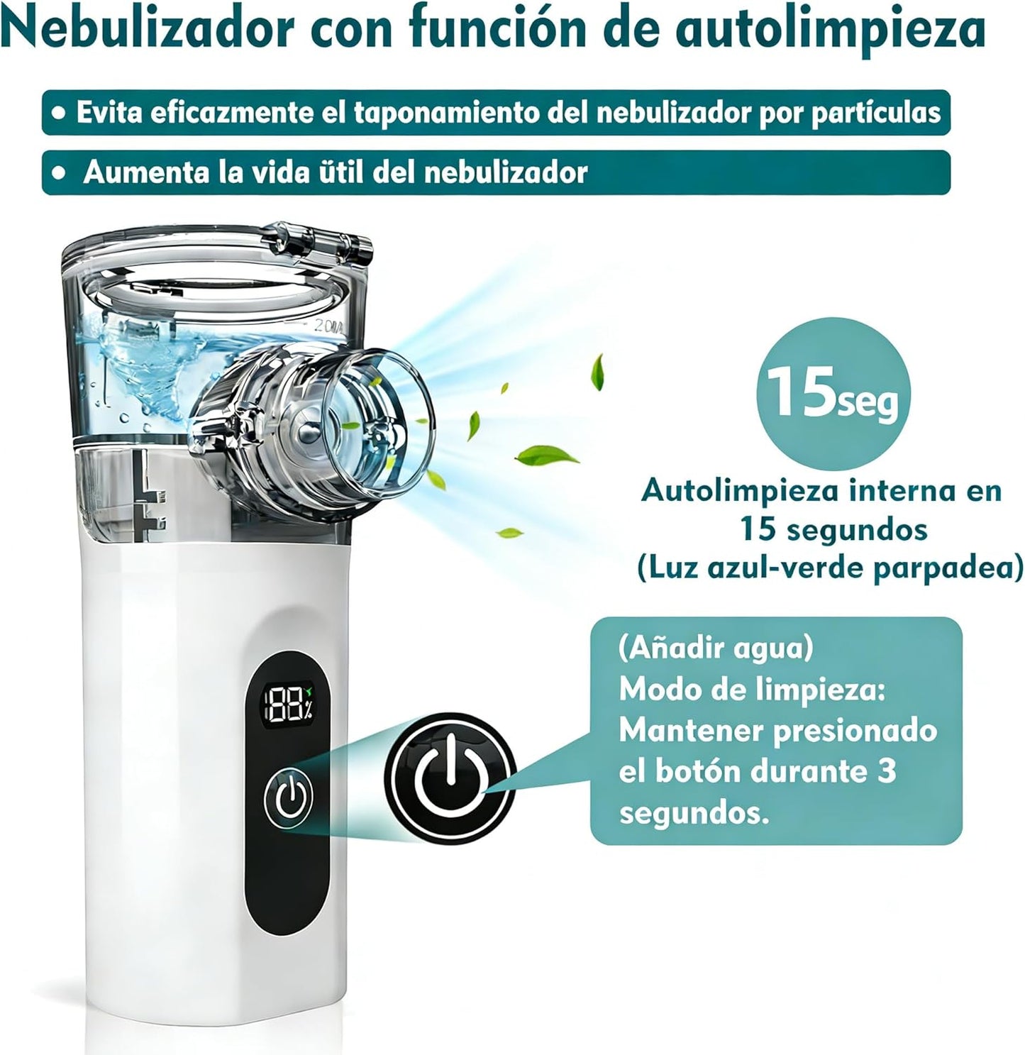 Nebulizador Portátil Silencioso para Adultos y Niños con Pantalla Digital