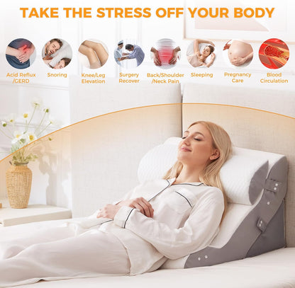 Wedge Pillow Set for after Surgery, Bed Wedge Pillow, White