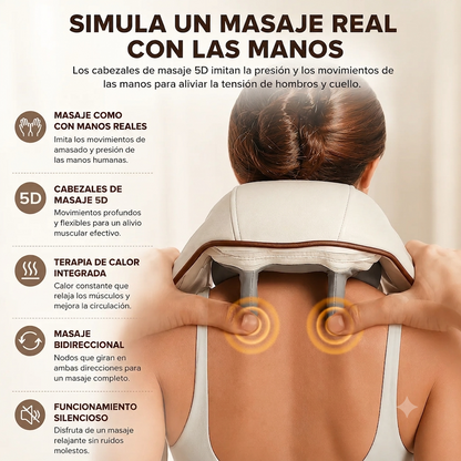 Masajeador Cervical 5D Inalámbrico con  Amasado Profundo