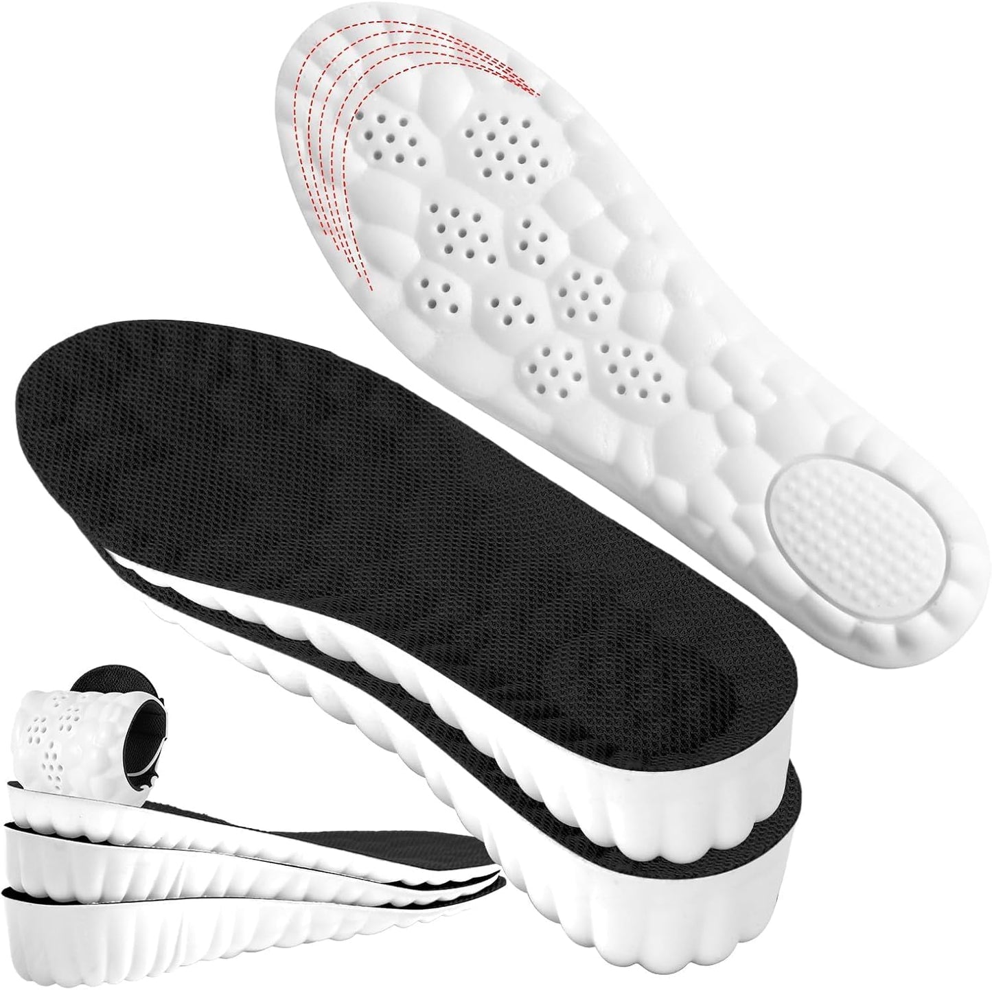 Height Increase Insoles for Men – 4D Cloud-Like Memory Foam Height Booster Insoles - Shock Absorbing Trim-To-Fit Steppers Insoles for Confidence & Effortless Comfort (Black, 1.4IN / US M 7.5-10.5)
